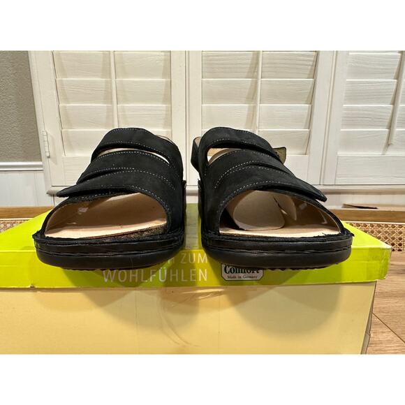 Finn Mens Comfort Sylt Sandal Black Nubuck Size 9.5/10 US 43 EU NIB Soft Footbed - Picture 6 of 15